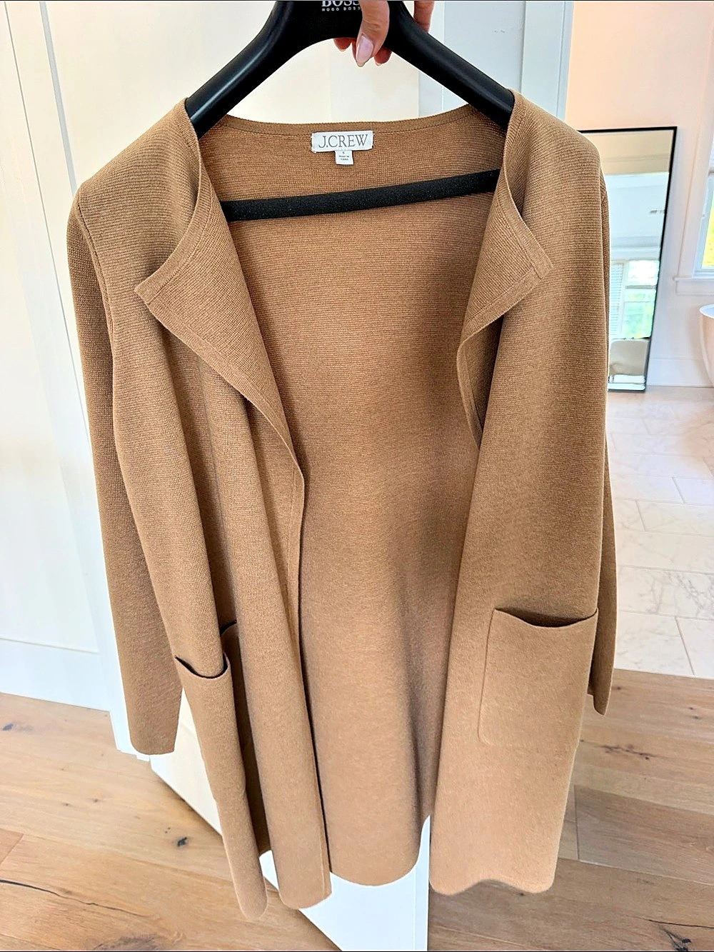J.Crew Ella open-front long sweater-blazer Brown